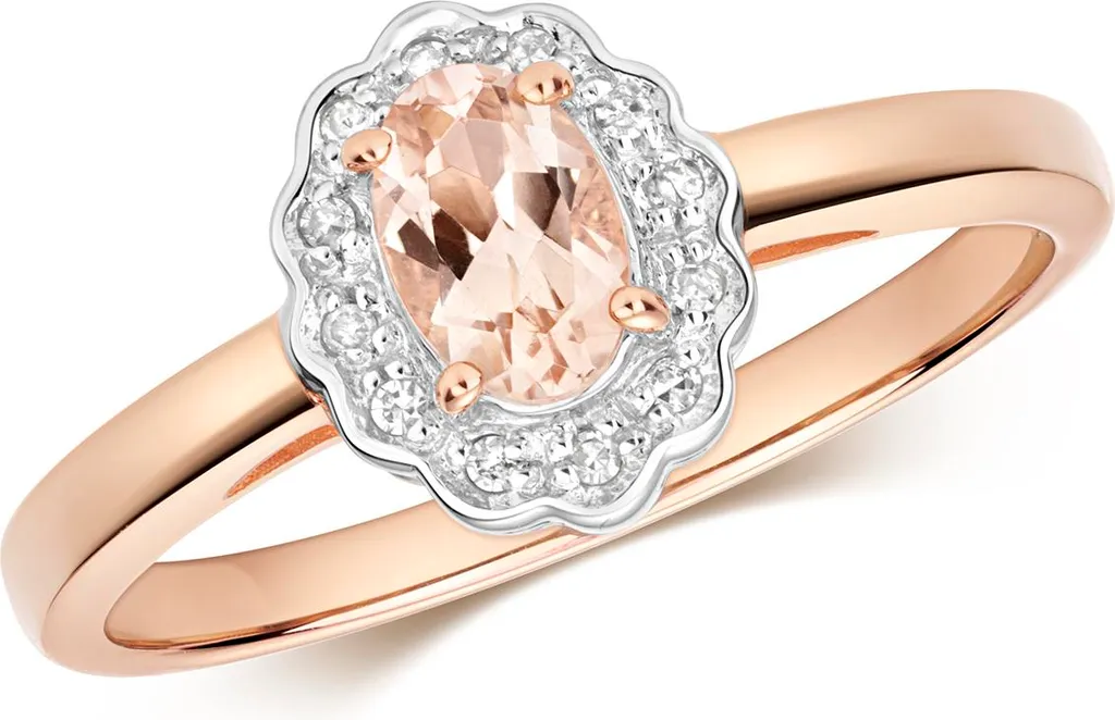 Bague Solitaire Or Rose 375 Diamant et Morganite TRS35617RSO Taille 55