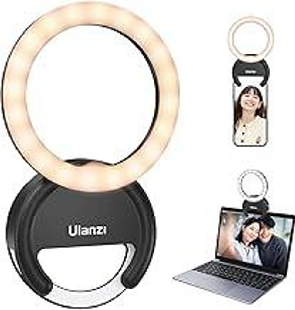 Ringlicht Handy ULANZI 4 Selfie Licht Handy, 3 Farbtemperaturen 3000K-7000K, Ringleuchte 5 Helligkeitsstufen, Videoleuchte Laptop für Selfie Video...