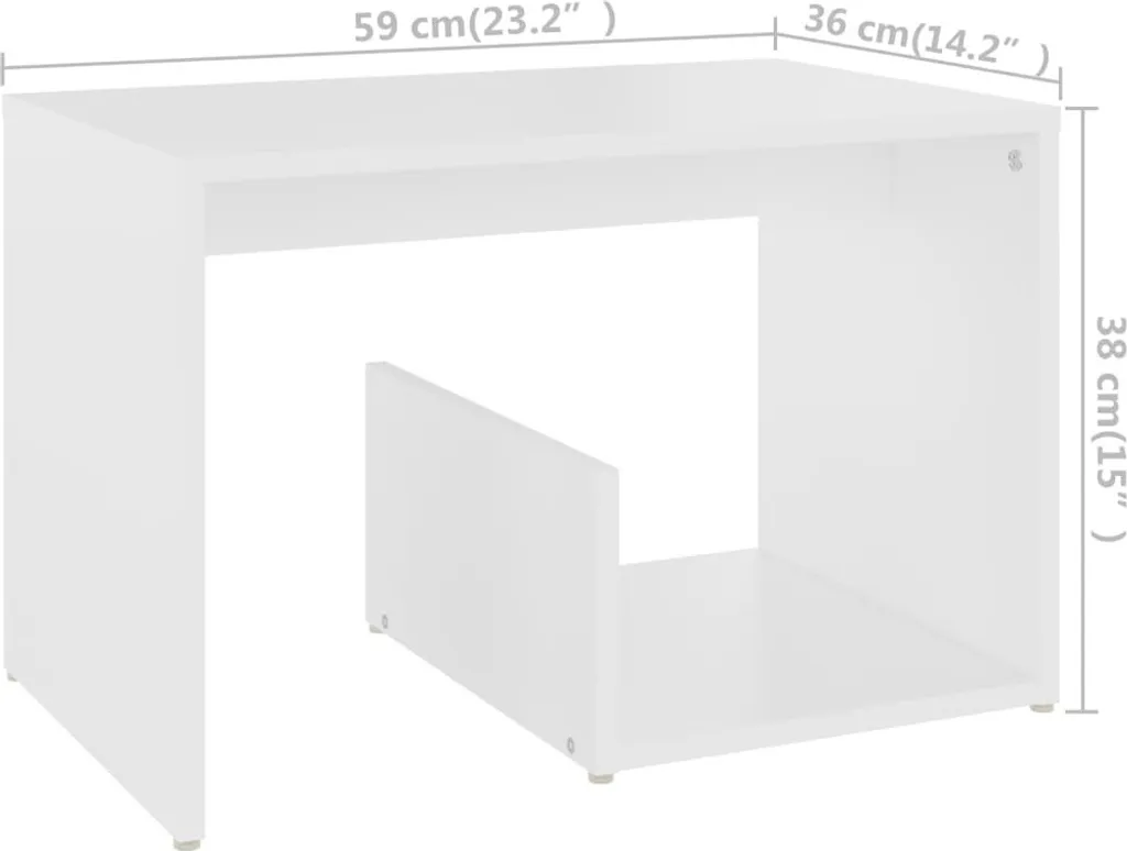 Table d'Appoint Blanche Design Compact 59x36 cm Matériau Bois Robuste - 6