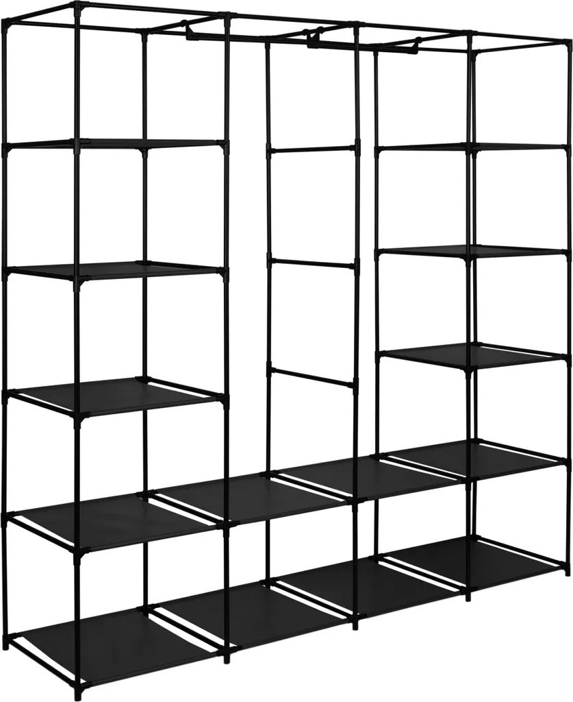 Dressing textile Olena noir pour chambre et studio - Armoire modulable