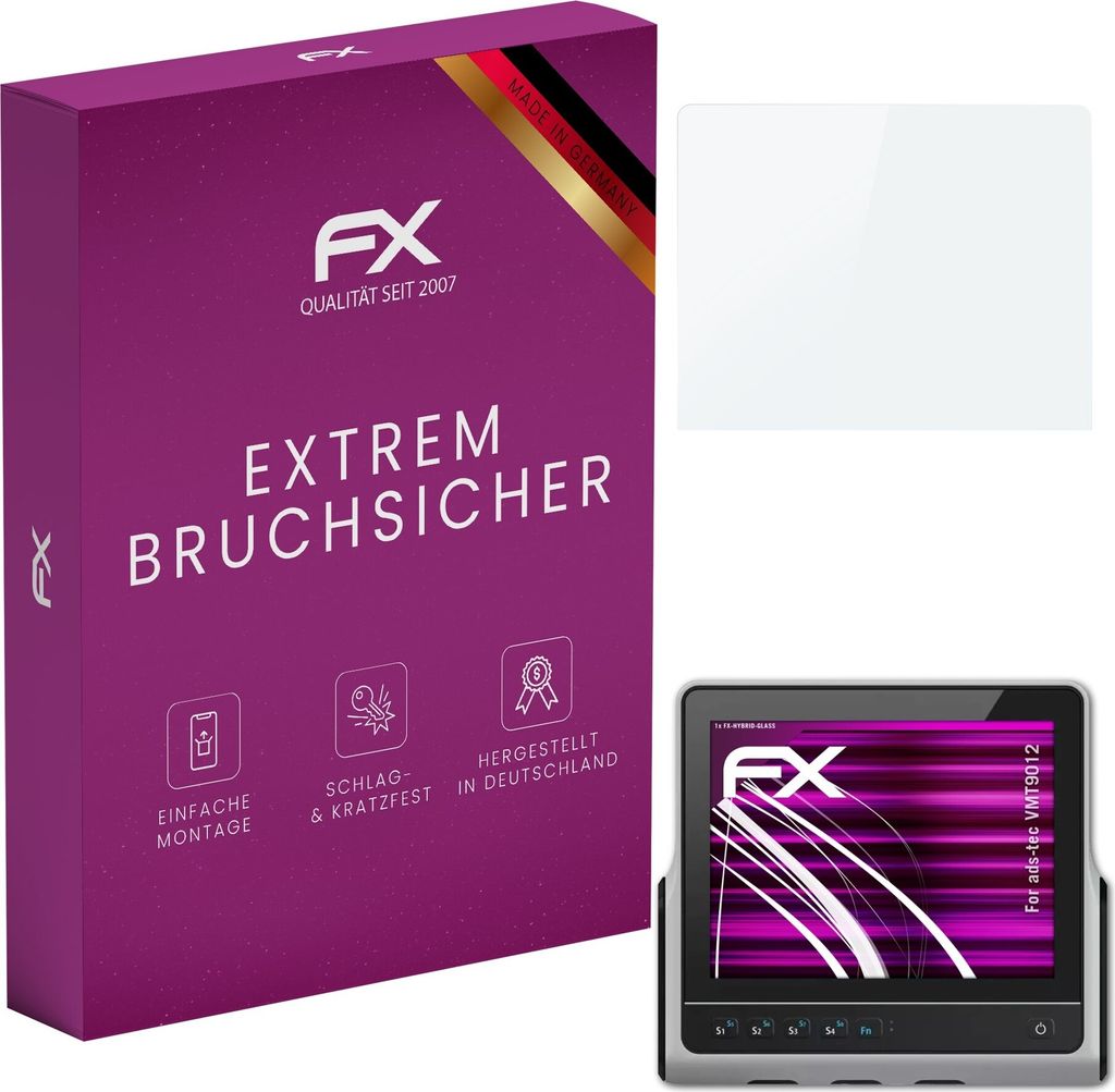 atFoliX FX-Hybrid-Glass Displayfolie kompatibel mit ads-tec VMT9012 Glasfolie