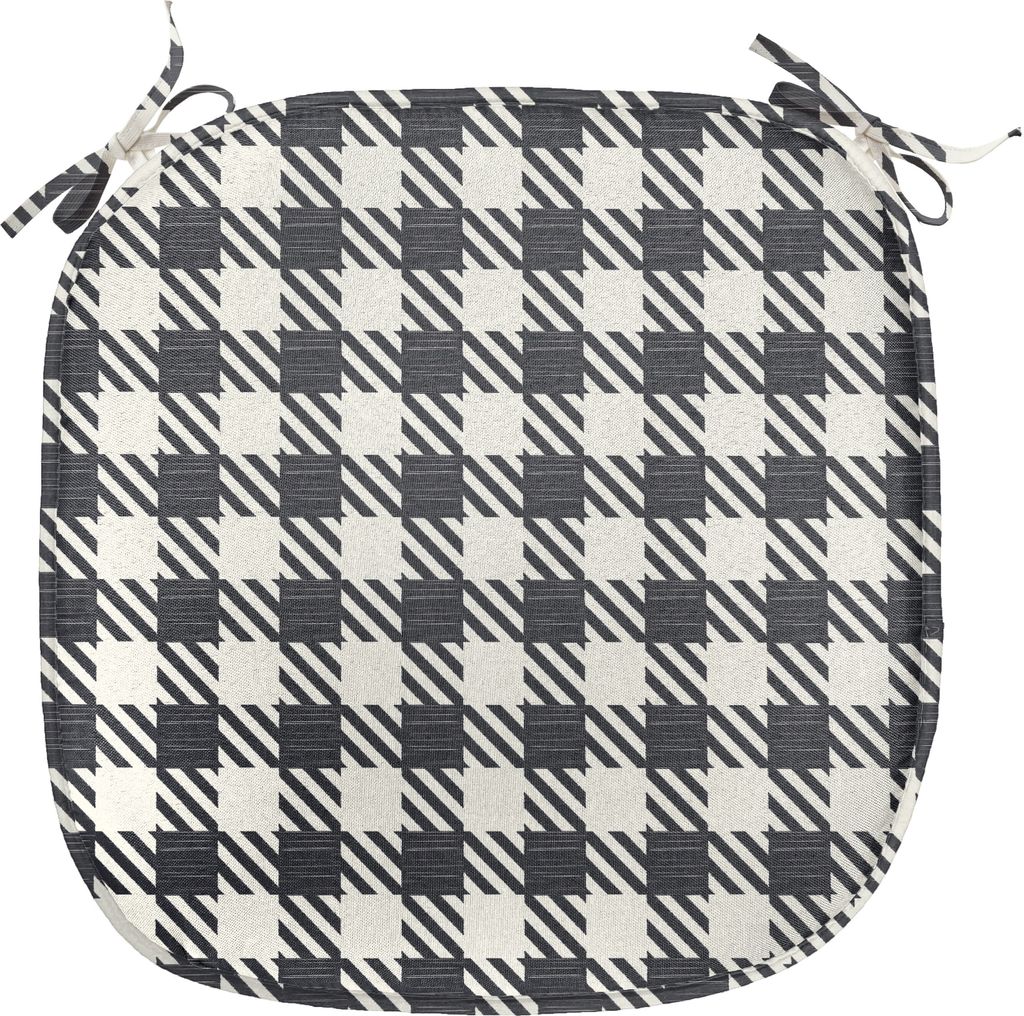 ABAKUHAUS Kariert Polster für Esszimmerstühle, Flüchtiger Diagonalstreifen, Dekoratives wasserfestes Kissen mit Riemen für Küchensitze, 40 cm ...