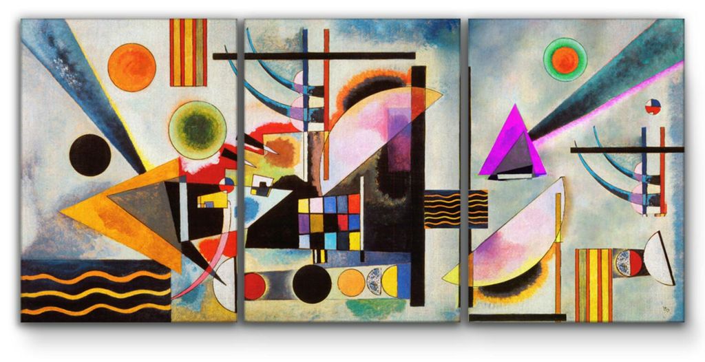 Giallobus - Abstrakte Kunst - Horizontaler Schwung - Vassily Kandinsky - 308x140cm | 3pz. x 100x140cm - Bild - Leinwand