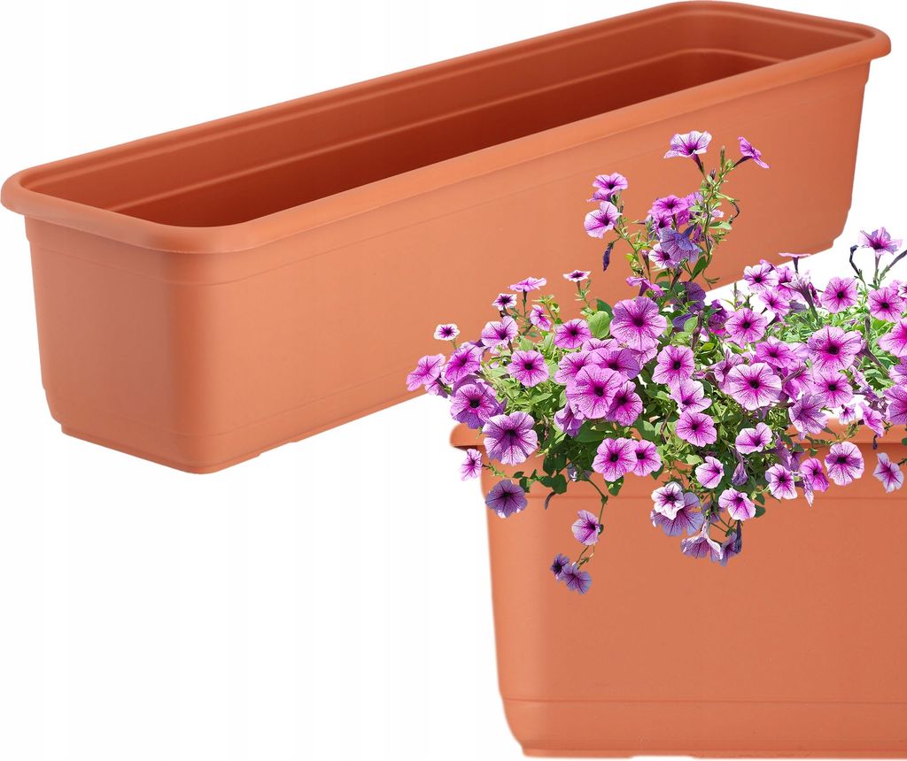 KADAX Blumenkasten "Evron", Balkonkasten aus Kunststoff, Blumentopf für Balkon, Fensterbank, Pflanzgefäß, 60 cm, Terracotta