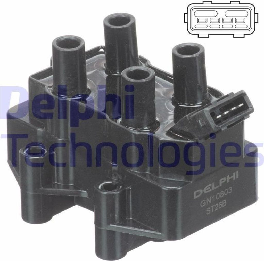 DELPHI GN10803-12B1 Zündspule 12V passend für PEUGEOT 106 II Schrägheck (1A, 1C) 306 Schrägheck (7A, 7C, N3, N5) 306 Cabriolet (7D, N3, N5) 106...