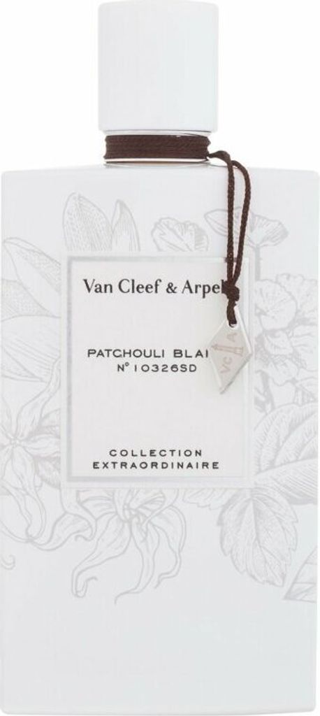 A bottle of Van Cleef & Arpels Collection Extraordinaire Patchouli Blanc perfume.