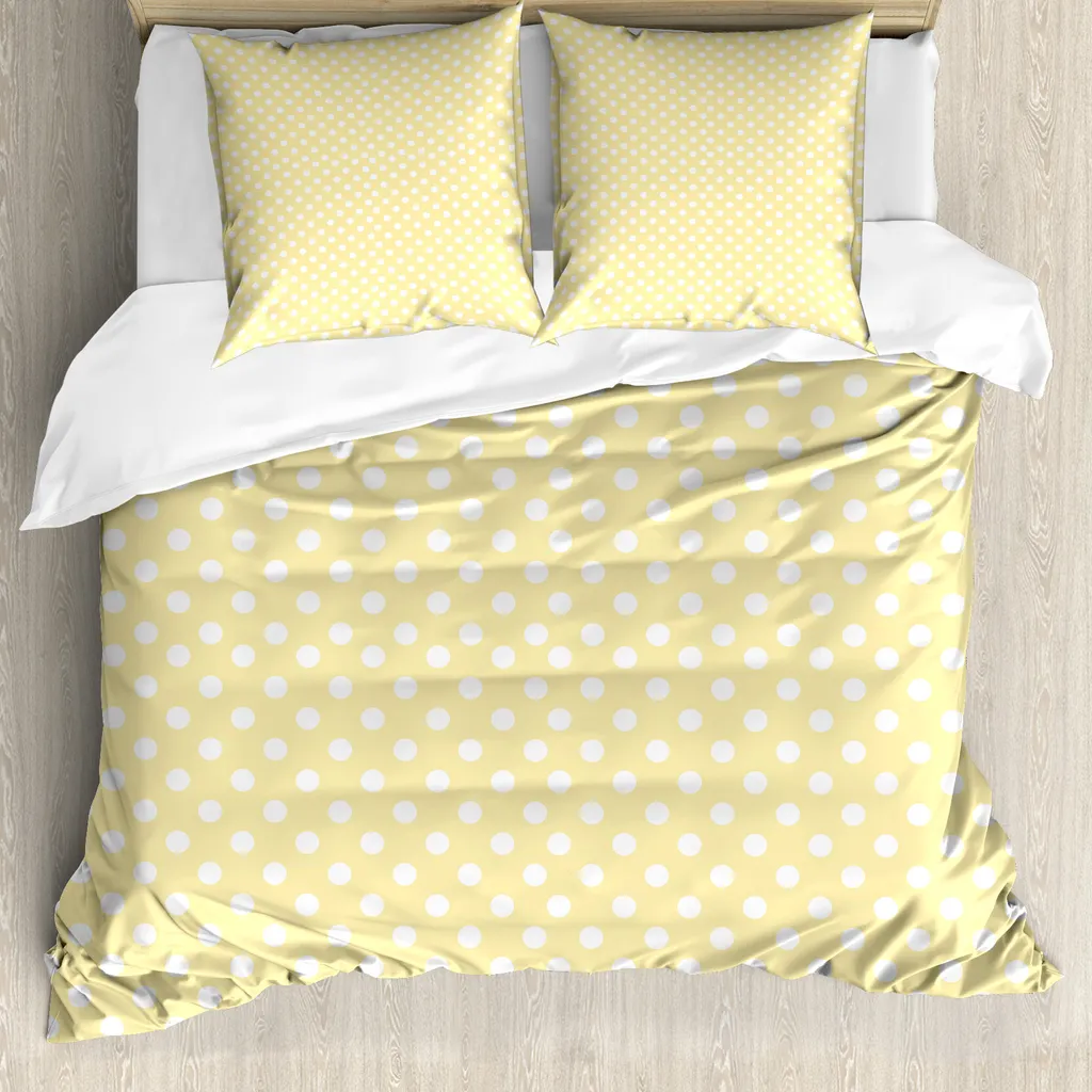 Copripiumino per Bambini e Allergici ABAKUHAUS Pois Giallo 155x220
