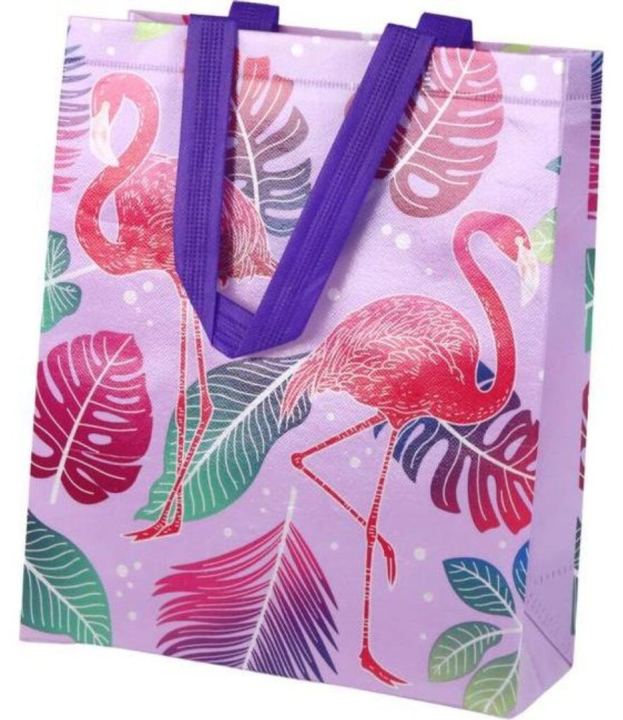 Leantoys Flamingos Geschenktüte Lila 30,5cm x 24,5cm x 10cm