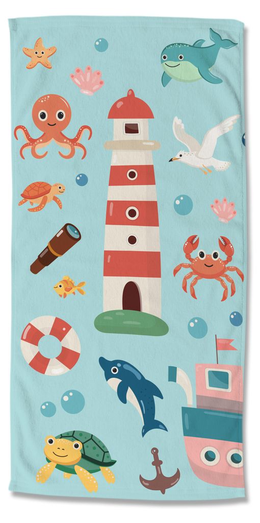 Beach towel Good Morning 75x150 cm - sea creatures