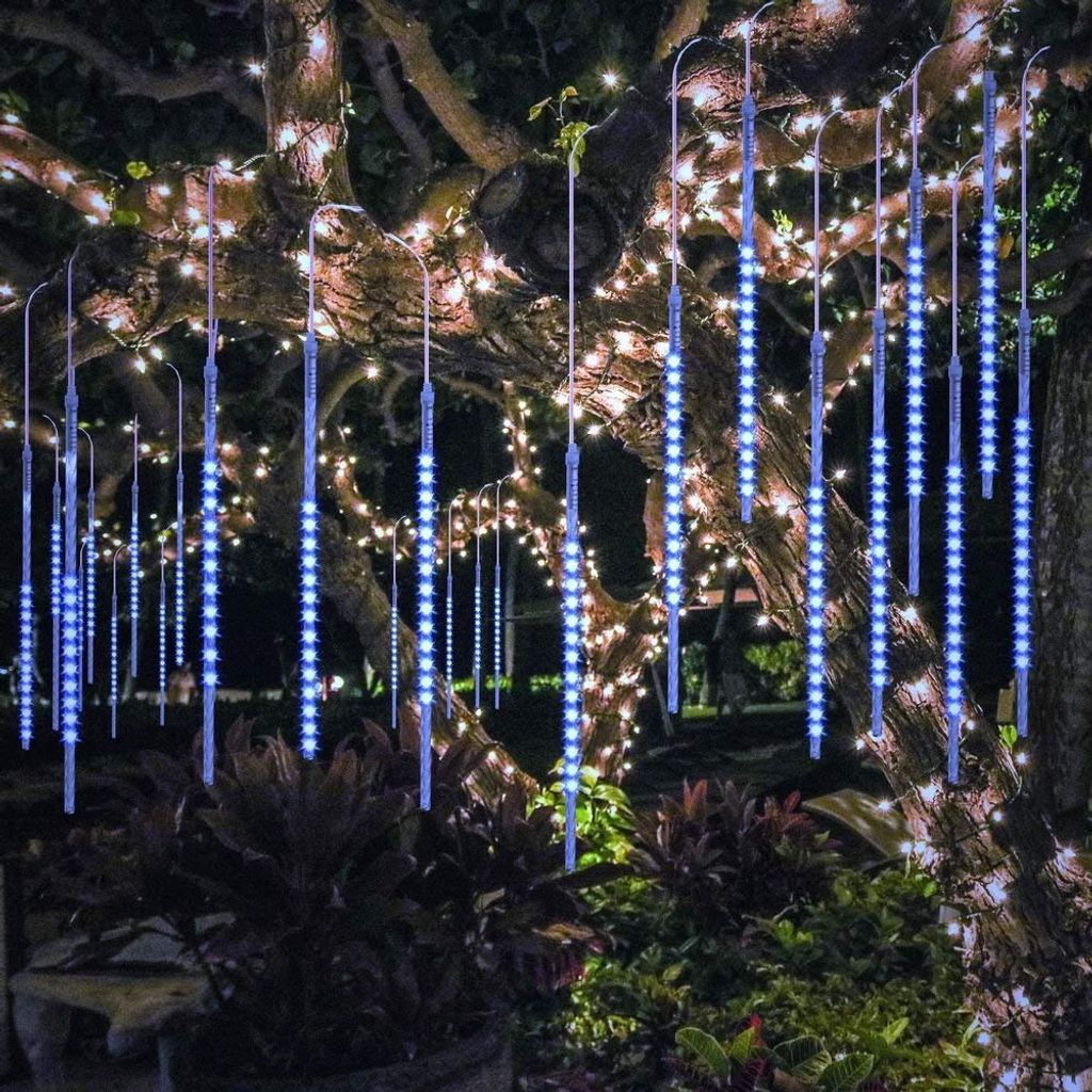 LED Meteor Schauer Sternschnuppen Regentropfen Eiszapfen LED Lichterkette Garten 