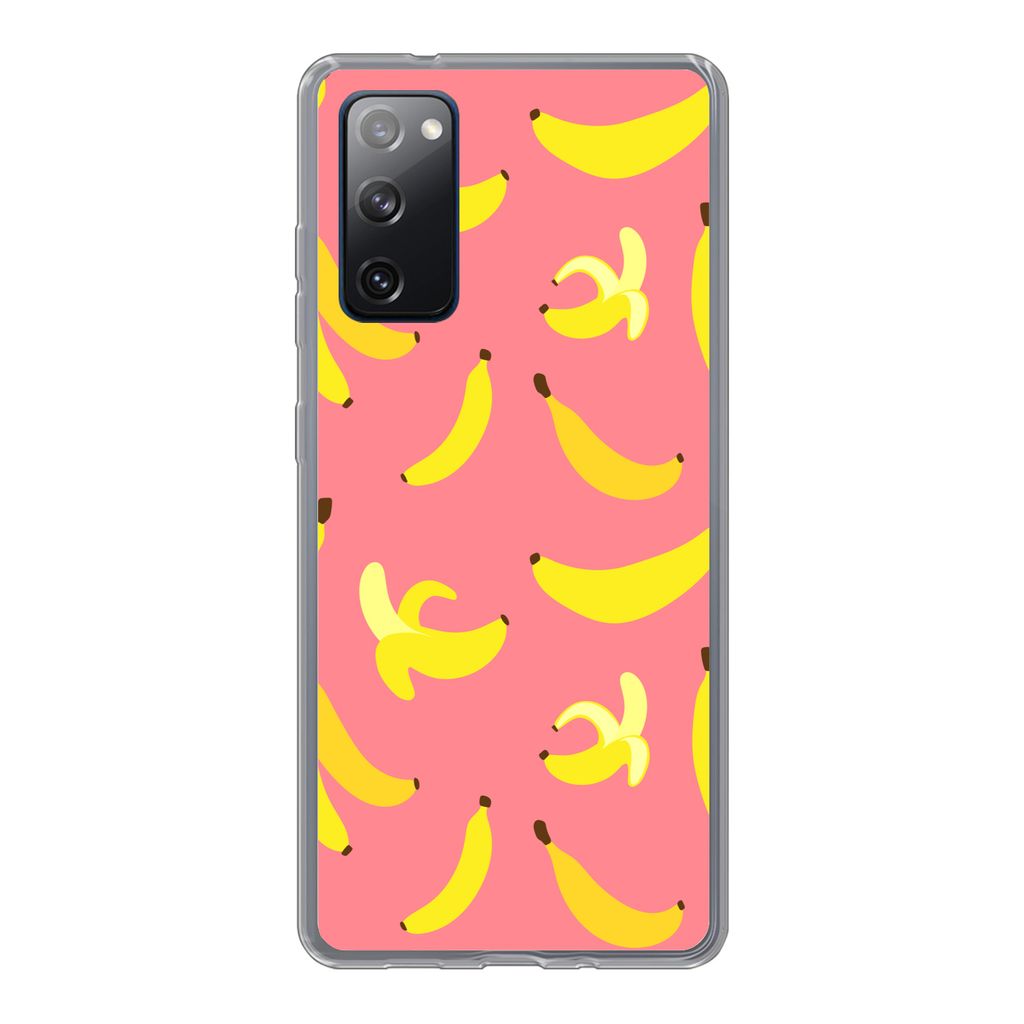 MuchoWow Handyhülle Schutzhülle Hülle für Samsung Galaxy S20 FE Banane - Rosa - Tropisch Silikon Softcase Handy Hülle - Abdeckung