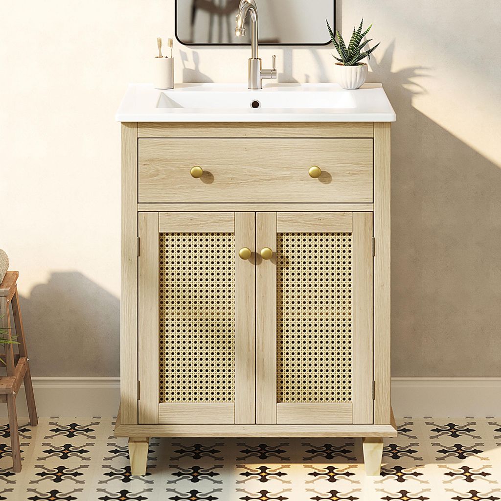 Mobile da bagno Merax con lavabo in Vetroceramica, mobile Immagine del prodotto 