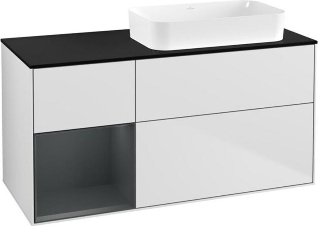 V&B Waschtischunterschrank Finion 120x60 cm, Rg li md bl. m Lac, wh. m Lac