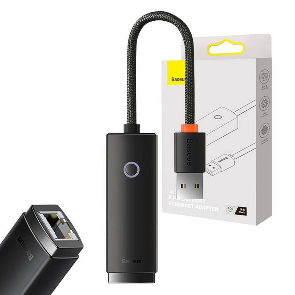 Baseus Lite Series, Netzwerk Adapter, USB-A - LAN RJ45, 100 Mbps, schwarz