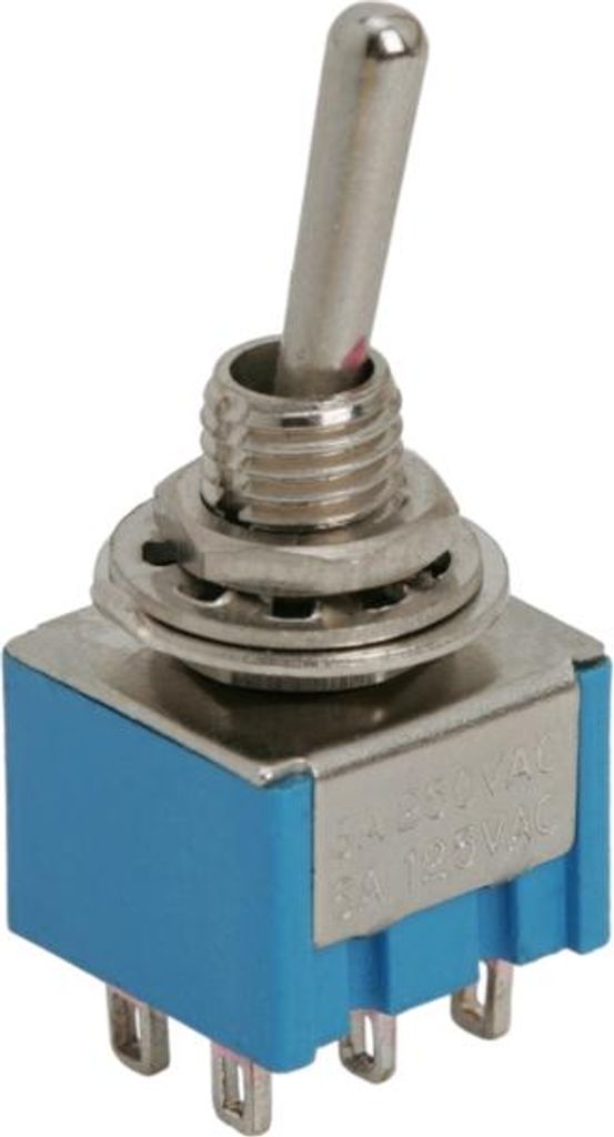 5x Kippschalter DPDT 2-polig EIN-EIN – Kippschalter 250V 3A – Unterputzschalter mit 2 Stromkreisen und 6 Lötanschlüssen – Für Schaltschrä...