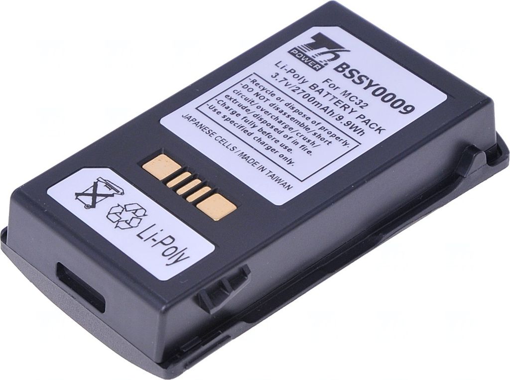 T6 Power Akku für Zebra Barcodescanner, Teilenummer BTRY-MC32-01-01, Li-Poly, 3,7 V, 2700 mAh (9,9 Wh), schwarz