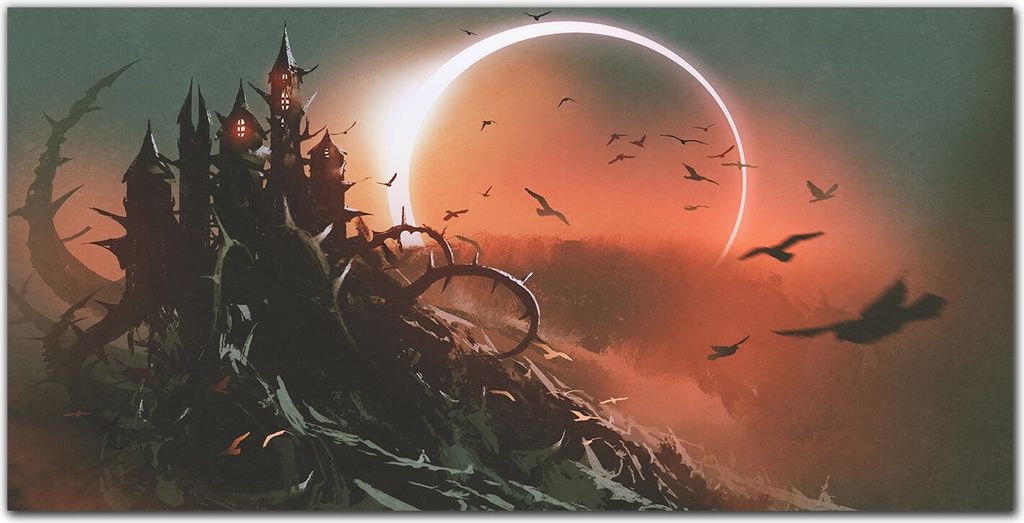 Coloray Bild aus Acryl 120 cm x 60 cm - Dekoration Wohnzimmer Wanddekoration Gehärtetes Acryl Küche Acrylblock mit Bild - Castle Eclipse