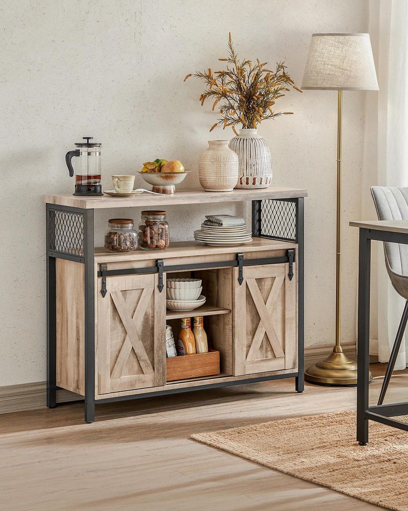Sideboard Anrichte - Aufbewahrungsschrank - 2 Schiebetüren - Verstellbare Einlegeböden - Holz - Modernes Design - 100x33x80 cm - Kaffeebraun