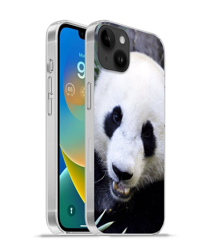 MuchoWow Handyhülle Schutzhülle Hülle für Apple iPhone 14 Plus - Soft case Panda - Tier - Blätter Silikon Softcase Handy Hülle - Abbildung