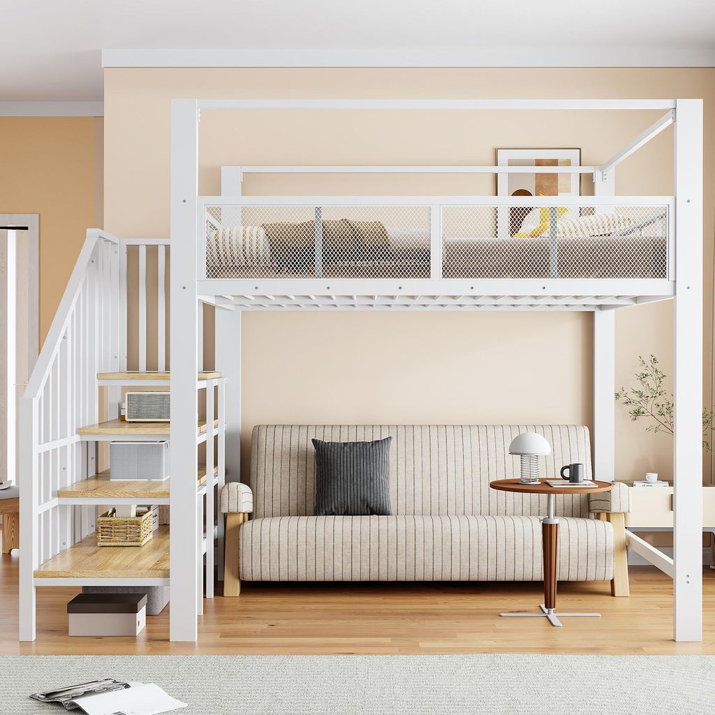 Flieks Etagenbett 140x200cm mit Treppe und Ablagen, Produktbild 