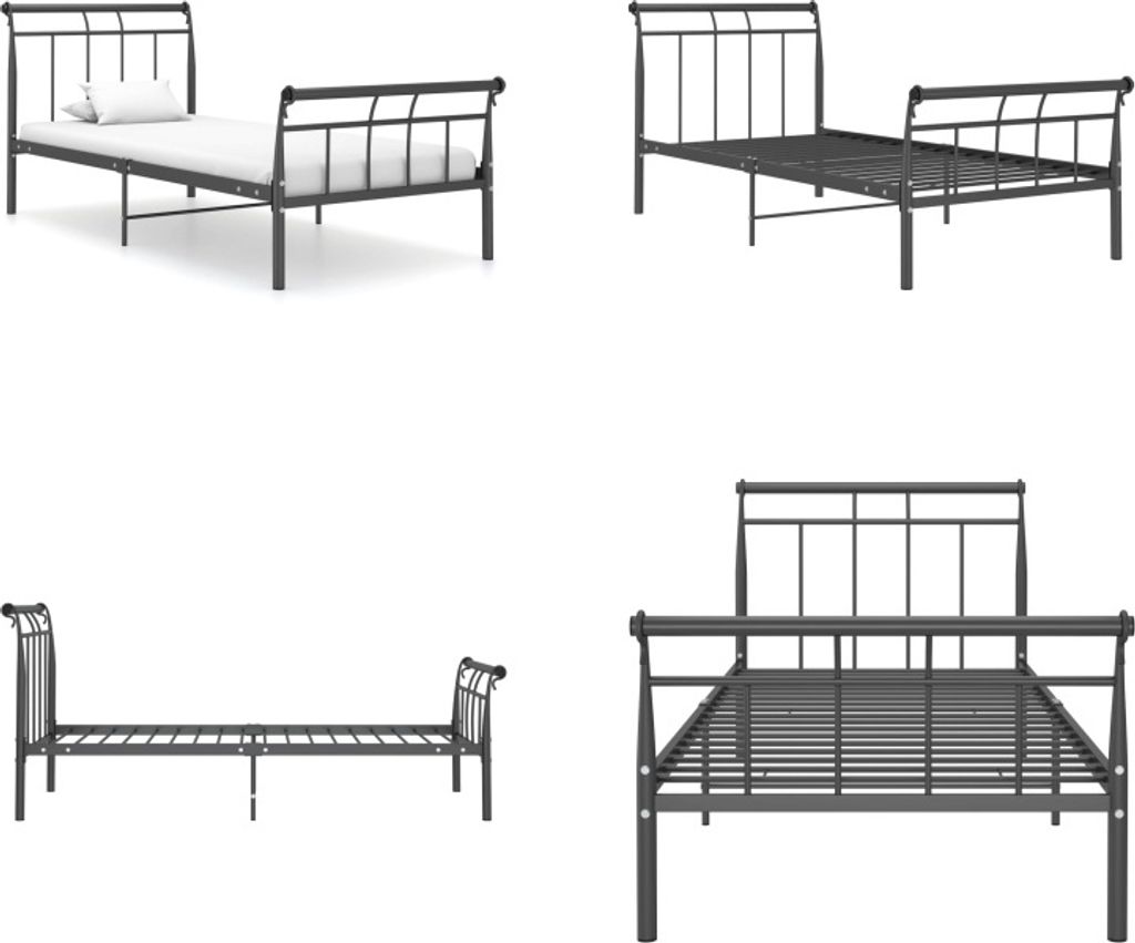 vidaXL Bettgestell Schwarz Metall 100x200 cm - Bettrahmen - Metall-Bettrahmen - Bett - Betten