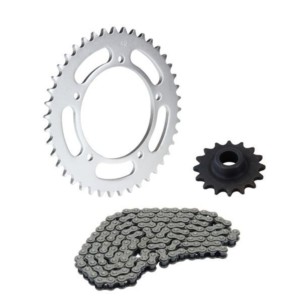 Kettensatz 3-teilig silber 16/42 Zähne für Hercules K50 RL RLC / Ultra AC LC II III RS / RX9 / Ultra 80 LC AC RS