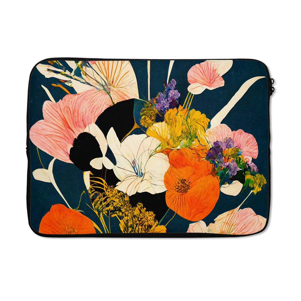 MuchoWow Laptop Hülle 13 Zoll Blumen - Vase - Malerei - Pflanzen Laptoptasche - Laptophülle - Sleeve - Rundumschutz