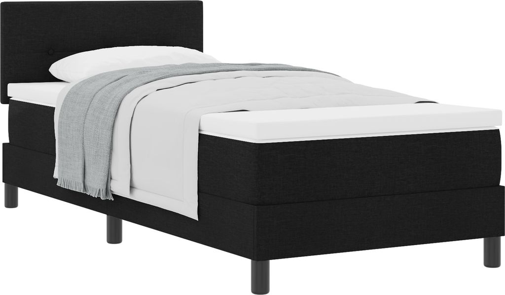 "2025"cloris Bettrahmen, Boxspringbett mit Matratze Schwarz 100x200 cm Stoff - Klassische Betten CHY65061