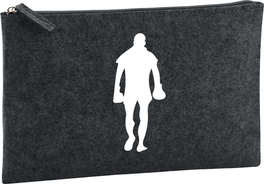 Huuraa Kulturbeutel Boxer Silhouette 1 Liter Charcoal Filz Kosmetiktasche Geschenkidee