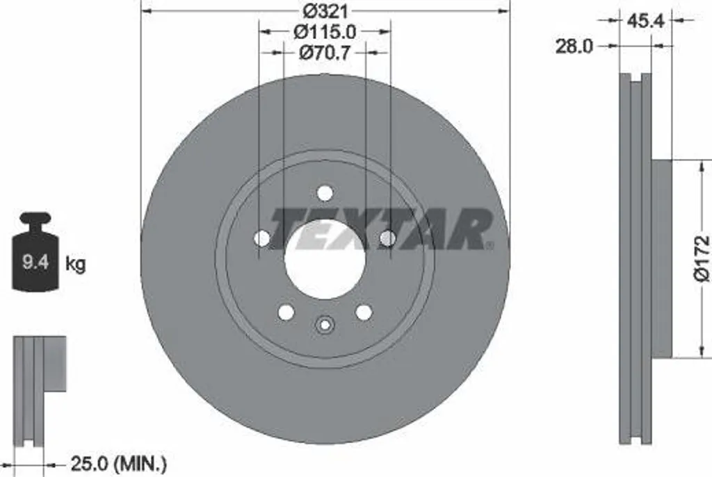 Disque de frein ventilé TEXTAR performance pour berline Insignia