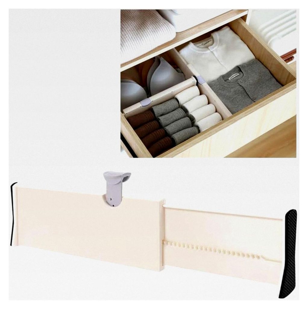 Verstellbarer Schubladentrenner aus Kunststoff für Kommoden, Badezimmer, Schlafzimmer und Büros, 27,5-44 cm, 10 cm hoch
