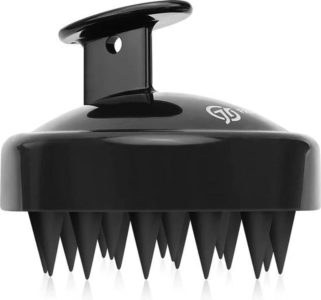 Peigne en silicone noir pour racines et massage du cuir chevelu sain