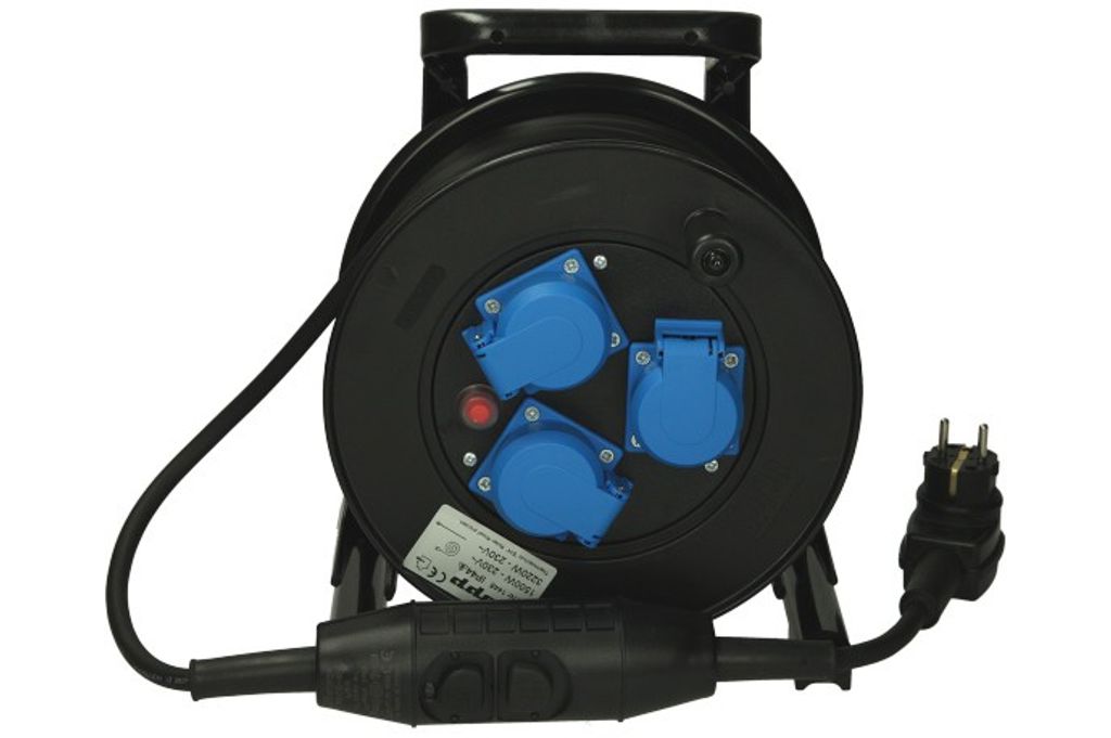 Kopp Personenschutz Kabeltrommel 15 m PRCD-S 230 V, 16 A, 30mA, 3 Steckdosen