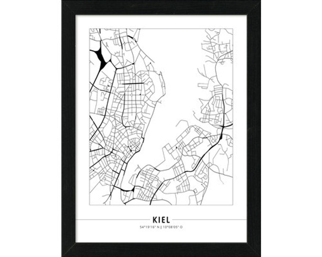 Gerahmtes Bild Kiel Landkarte I 33x43 cm Produktbild 