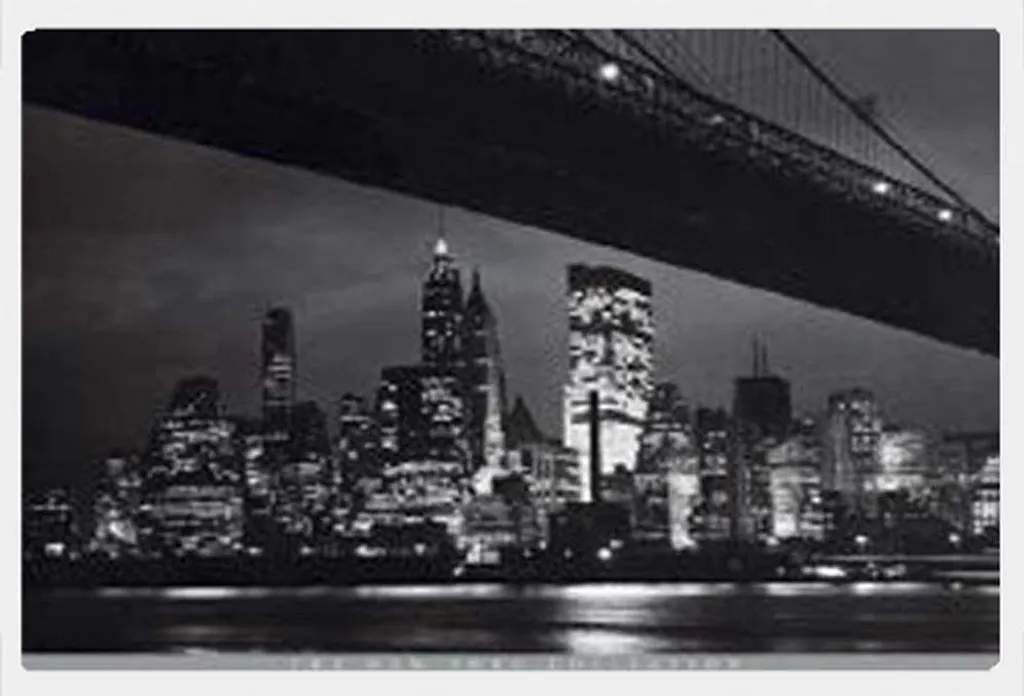 Poster New York Brooklyn Bridge V3 avec cadre Shinsuke MDF blanc 61x91 cm