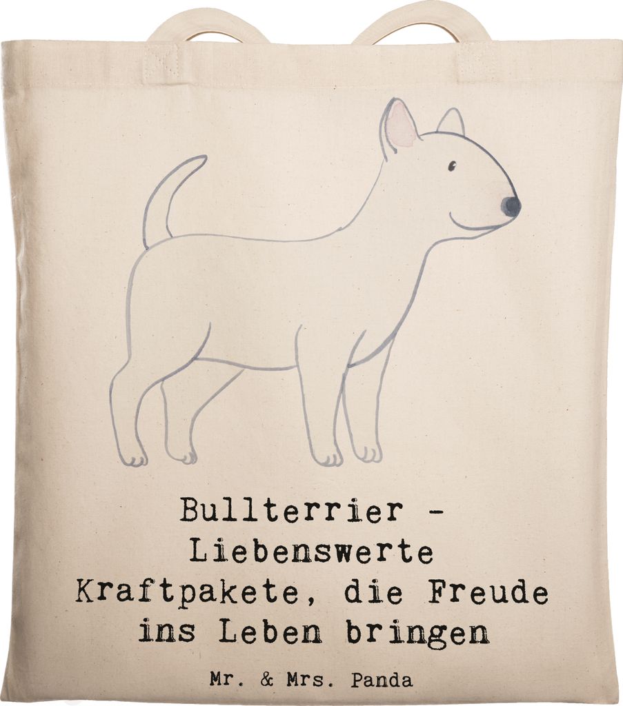 Mr. & Mrs. Panda Jutebeutel Bullterrier Kraftpaket - Transparent - Geschenk, Hunderassen Eigenschaften, Tote Bag, Beschreibung, Familienhunde, Hund...