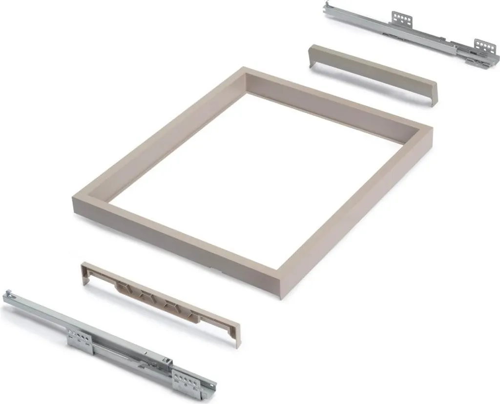 Kit panier coulissant réglable gris pierre module 600 fermeture souple