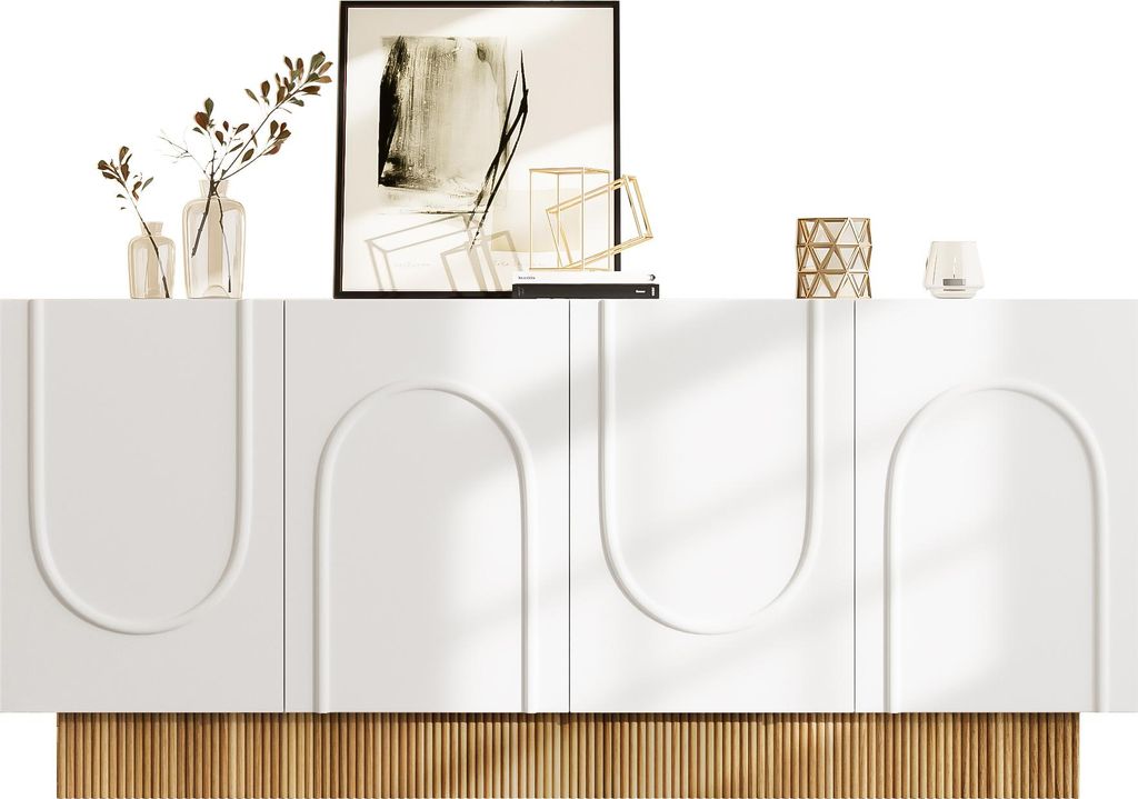 Komoda – 160 x 75 x 38 cm, matowa – 4 drzwiczki i relief w Zdjęcie produktu 