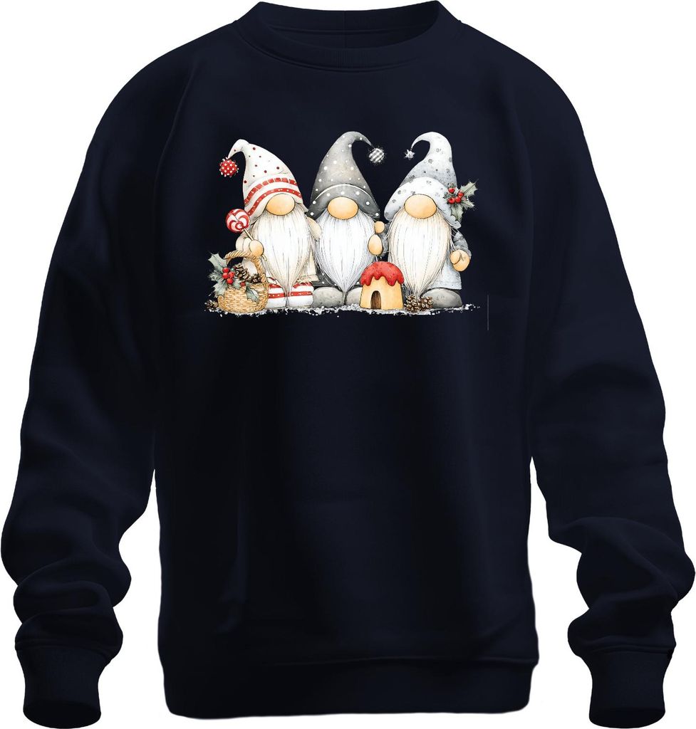 Weihnachtswichtel Gnom Trio Skandinavisch niedlich Geschenk Uni Sweatshirt Pullover, Navy, 3XL
