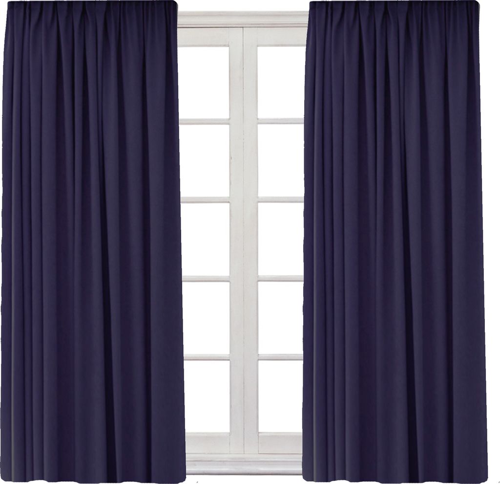 2x Gardine mit Kräuselband Universalband Vorhang Gardinenband Verdunkelung Blickdicht 140 (B) x 245 (L) Navyblau 2er Pack