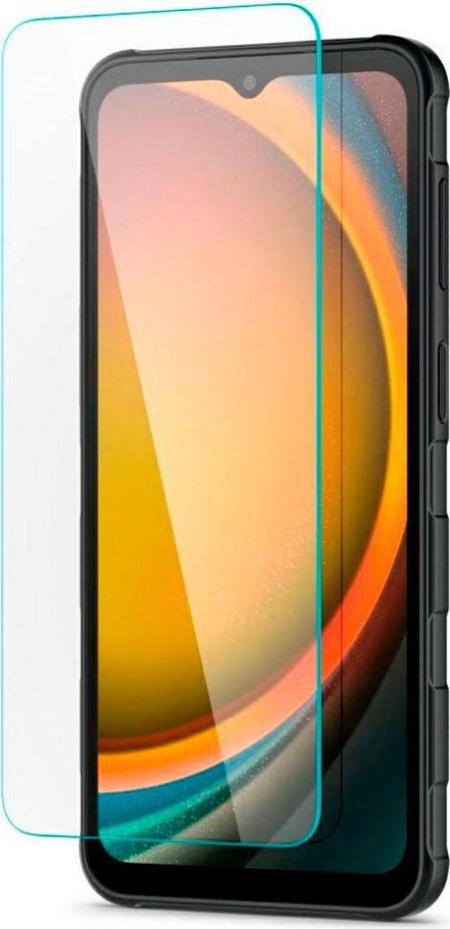 A screen protector is shown placed over a smartphone.