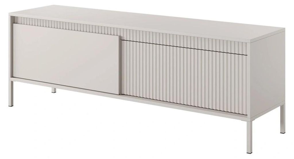 Lowboard TV-Schrank FERRATO 153 cm Beige Riffelung grifflos 2D