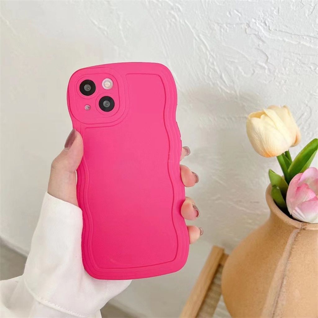 Mobiltelefon Hülle Welle Border Simple Style Anti-Shock Tight-Fit Full Coverage Anti-Scratch-Süßigkeiten-Farbhülle-Rosenrot-Größen: für iPho...