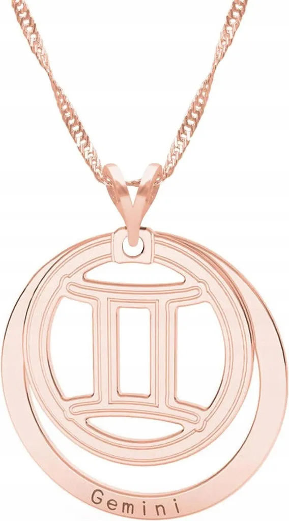Collana placcata oro con il segno zodiacale Gemelli, argento 925