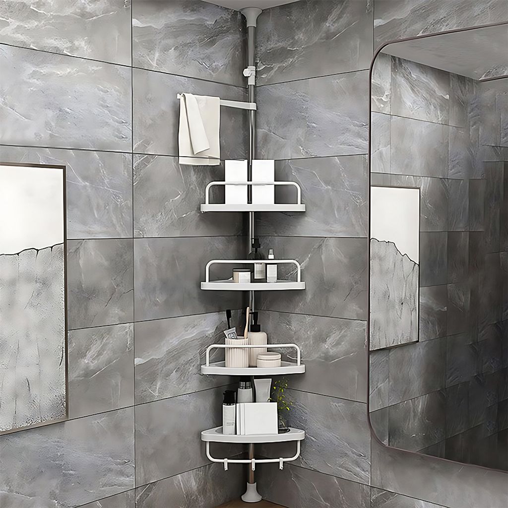 Badregal Teleskopregal Edelstahl 4 Böden Eckregal Duschablage Duschregal 105-310 cm