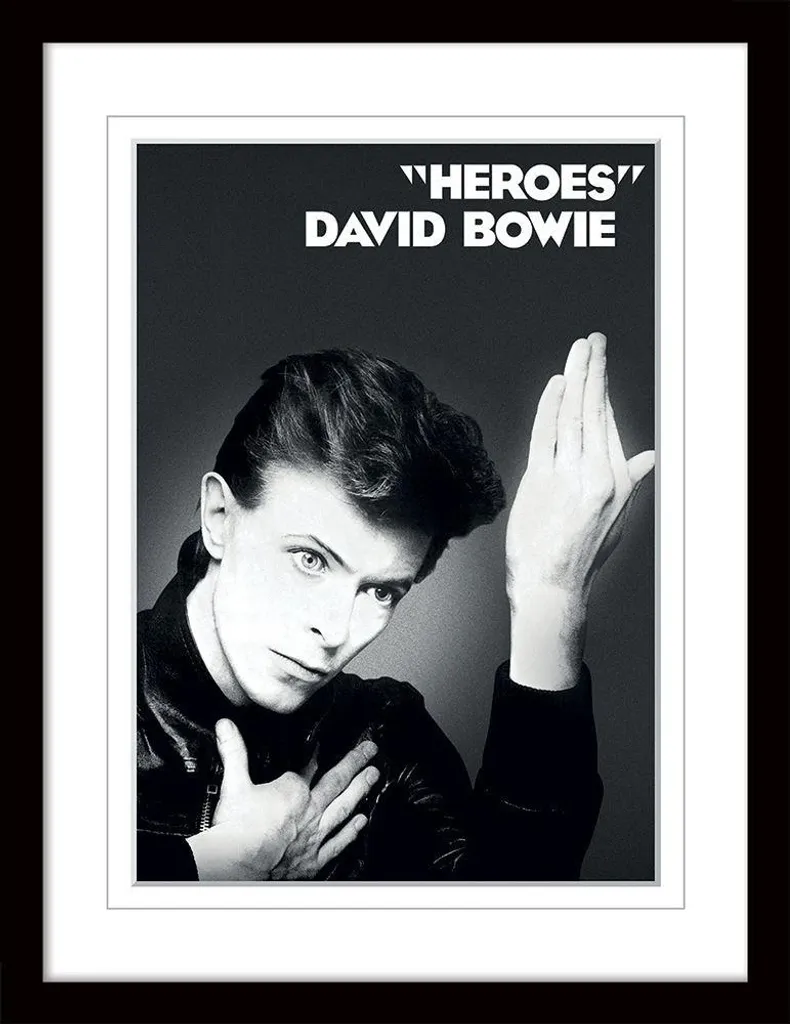 David Bowie - Stampa su supporto "Heroes" PM9029 (40 cm x 30 cm) (Nero/Bianco)