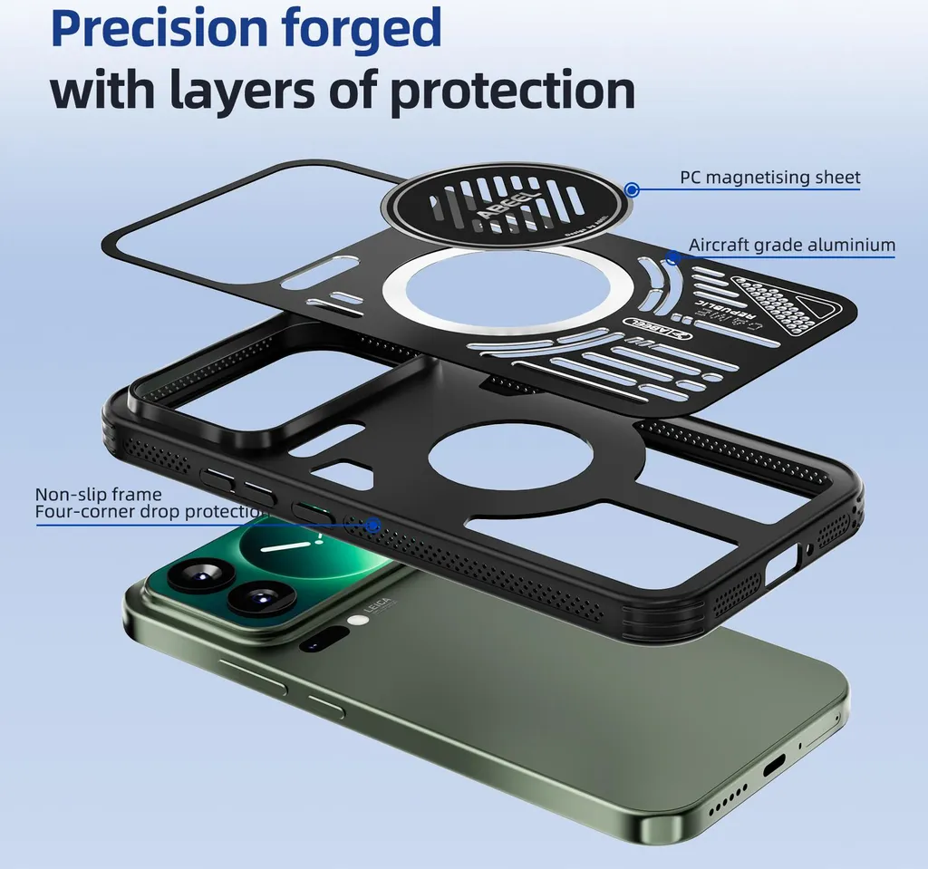 Cover Magnetica Xiaomi 17 Pro Alluminio MagSafe Dissipazione Calore Grigio - 5