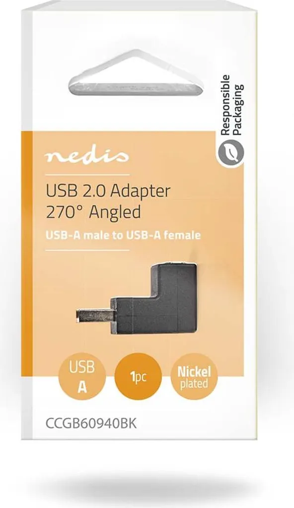 NEDIS Adattatore USB-A A USB-C: Convertitore Da Spina USB-A A Presa USB-C, USB 2.0, 480 Mbps, Nichelato, Nero, Ideale Per Viaggi