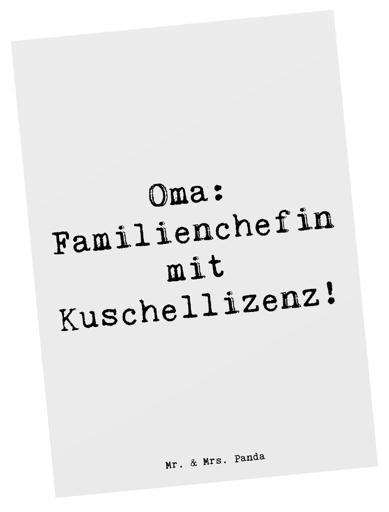 Mr. & Mrs. Panda Postkarte Spruch Oma Familienchefin - Weiß - Geschenk, Geborgenheit, Engagement, Freude, Postkarten, Familienmitglieder, Omi, bil...