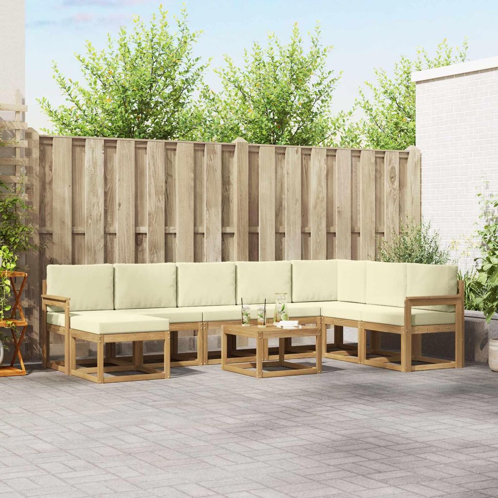 Möbel Outdoor-Sofagarnitur mit Kissen 9 pcs Weiß und CremeGartensofas - Gartensofas c3235